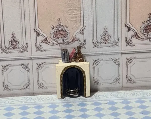 Dollhouse Miniature Decorated Fireplace, 1/48 scale