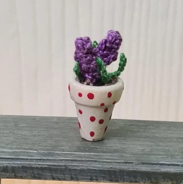 Dollhouse Miniature Crochet lavander in the Pot