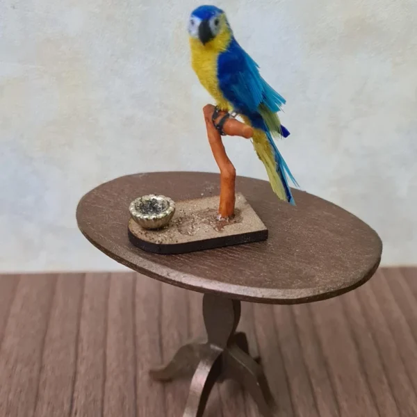 Dollhouse Miniatures Parrot with stand, 1/12 scale