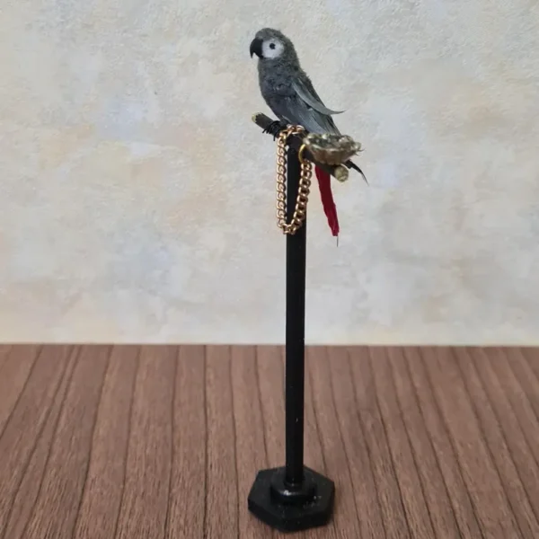 Dollhouse Miniatures Parrot with stand, 1/12 scale